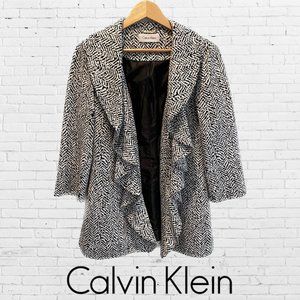 Calvin Klein Women's Open-Front Knit Blazer | Black and White | Size 8